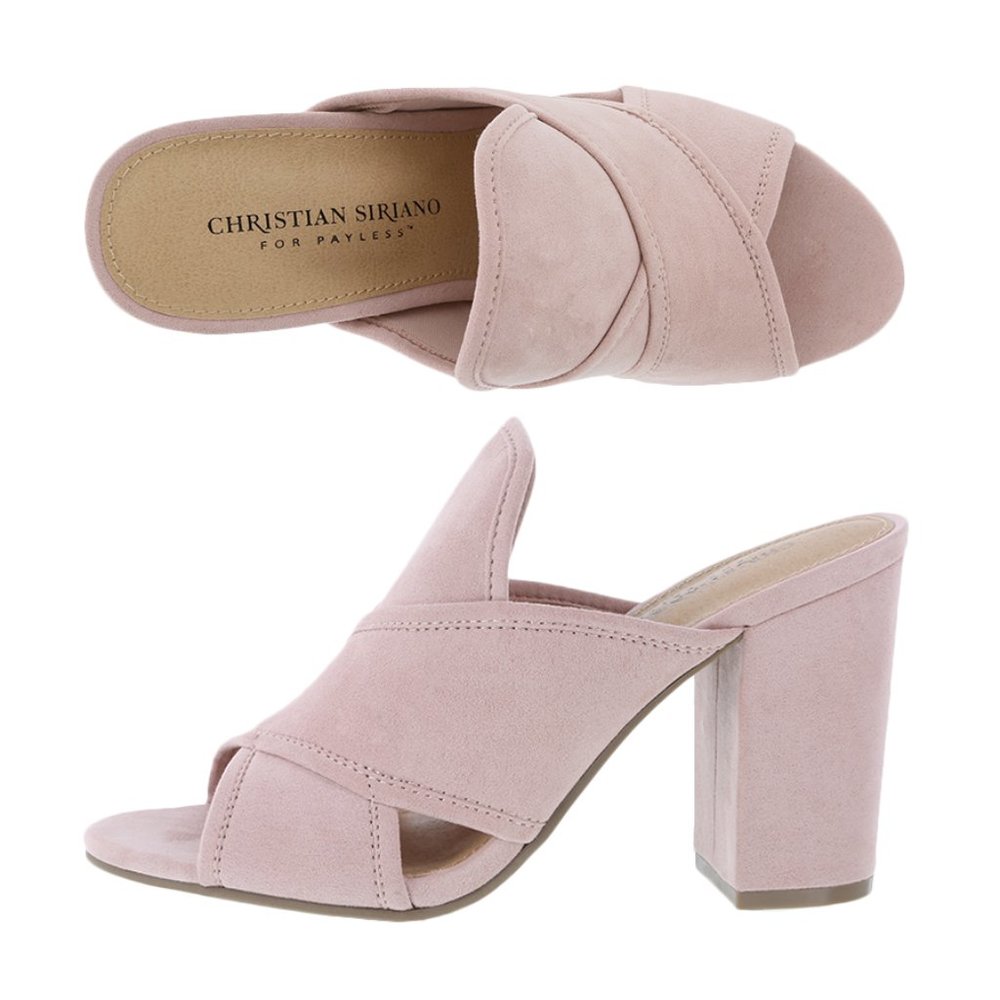 Pink Cross Strap Open Toe Mule Slide Suede